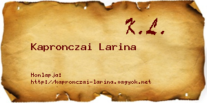 Kapronczai Larina névjegykártya