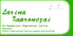 larina kapronczai business card